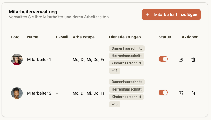nauw Mitarbeiterverwaltung